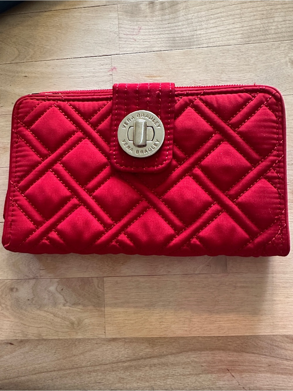 Vera Bradley Quilted Bright Red Turn-Lock Wallet